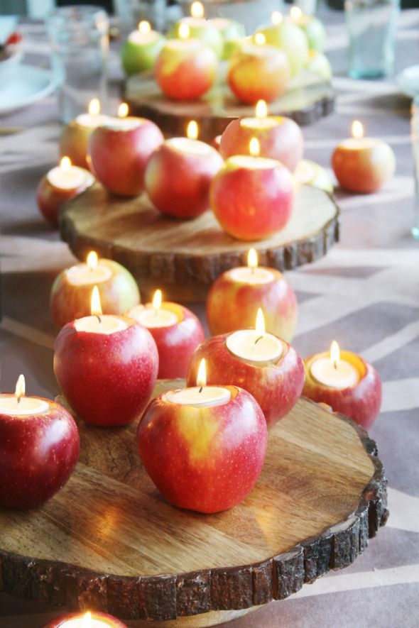 Waxinelichthouder appels | Herfst decoratie ideeën
